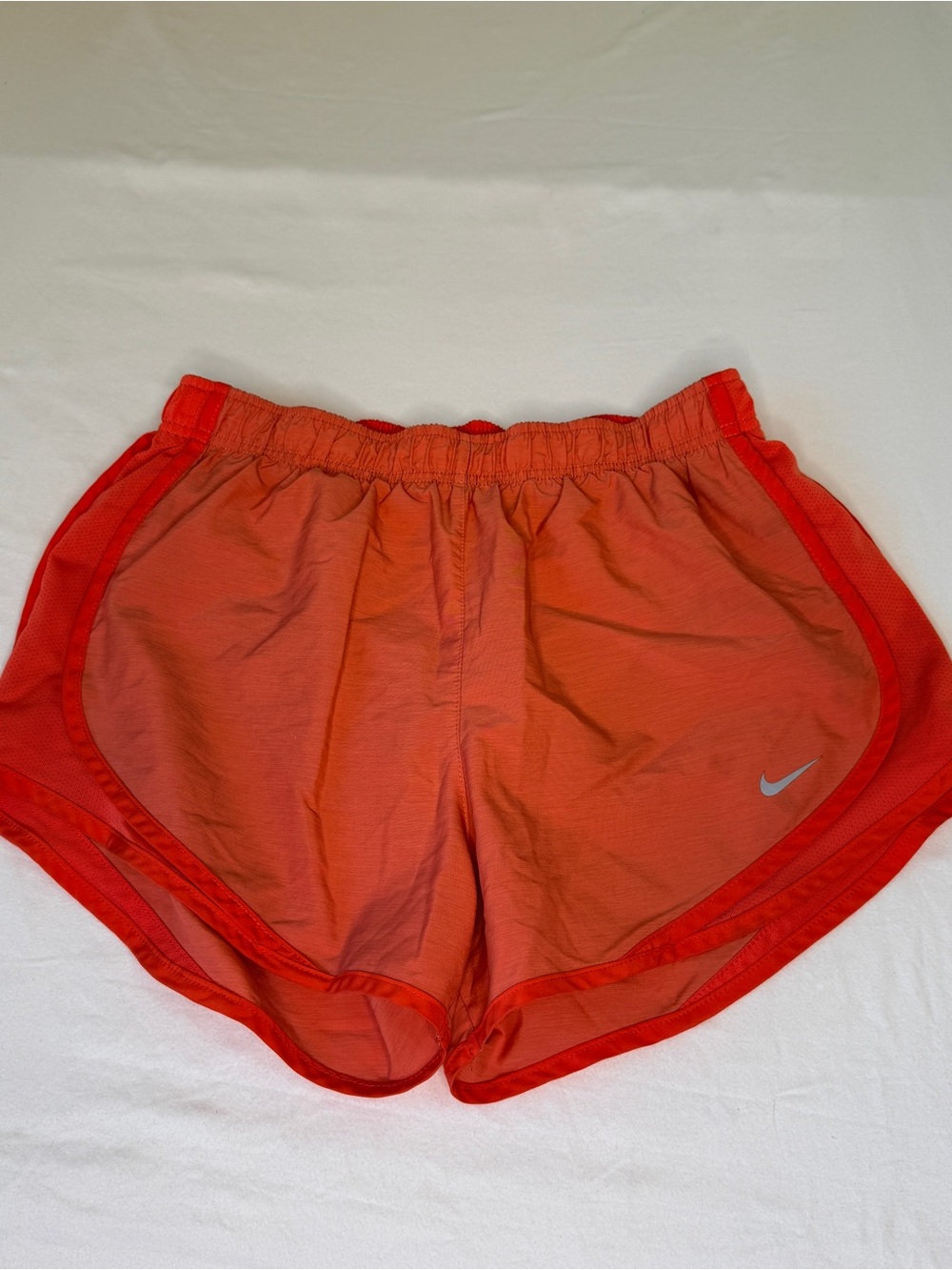 Nike Women's Bright Orange Athletic Running Shorts with Reflective Swoosh
